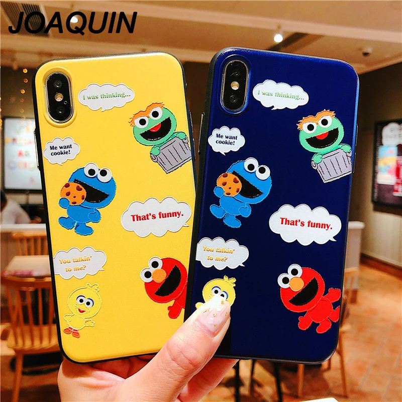 3D Sesame Street Cute Cartoon Relief Soft IMD Case For iPhone 6 6s 7 8 plus 10 X XR XS MAX luxury Phone cover |