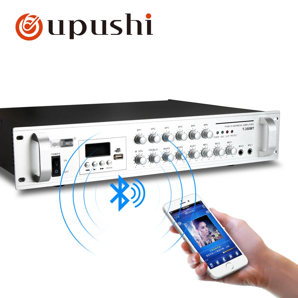 6 зонный усилитель pa с ручкой смешивания домашний аудиоусилитель bluetooth и USB портом