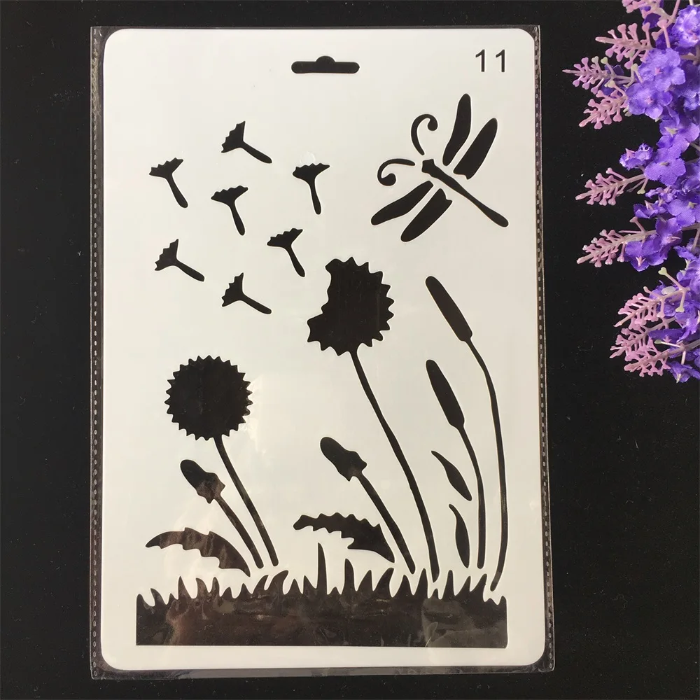 

Hot 26cm Dandelion Dragonfly DIY Craft Layering Stencils Painting Scrapbooking Stamping Embossing Album Paper Card Template