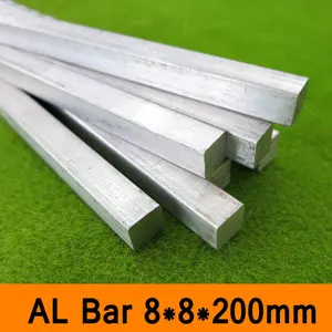 6063 Квадратная Металлическая алюминиевая панель 8x8x200 мм, материал сделай сам для модельных деталей, аксессуары сделай сам, металлическая рамка автомобиля, металлическая планка для строительства