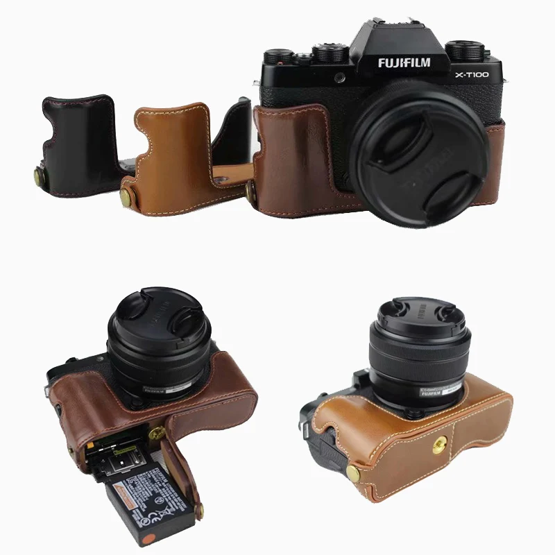 Портативный чехол из искусственной кожи для фотоаппарата Fujifilm Fuji X T100 XT100 с