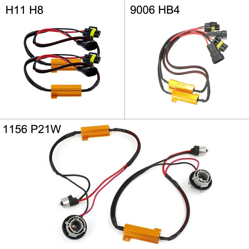 

DOTAATDW 2x H8 H11 9006 HB4 1156 P21W BA15S LED Fog Lamp Reverse Light CANBUS Decoders No Error Load Resistors Wiring