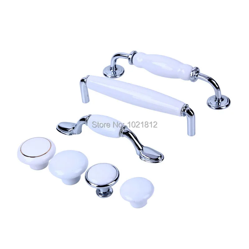 Однотонные белые хром керамическая ручка для шкафа Ручка Шкаф Ручки ящиков