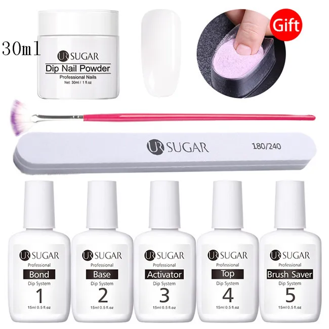 30ml Set 6 Ur Sugar 9 шт./компл. голографическая погружения порошки для ногтей Цвет для УФ гель лак для ногтей, Системы комплект сушке без лампы для лечения французский ногтей "сделай сам" - Цвет: 30ml Set 6
