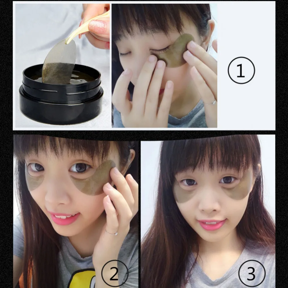 

60PCS black pearl Collagen Gel Eye Mask Crystal Moisturizing Eye Patch Dark Circle Eyelid Anti-Wrinkle Anti Aging Skin Care