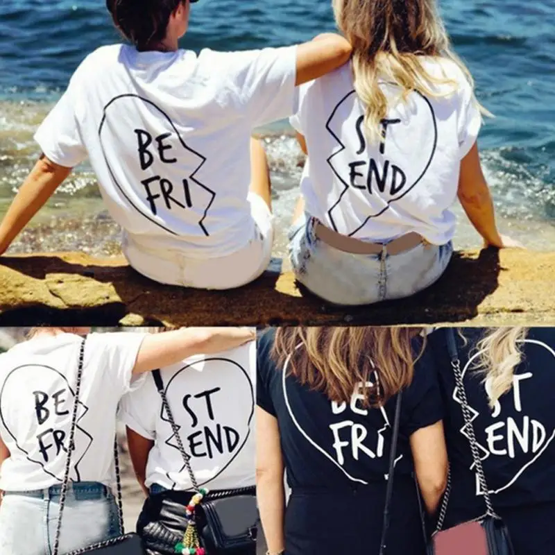 Одежда для девушки женская футболка модная с надписью Best Friend BFF Sisters подарки