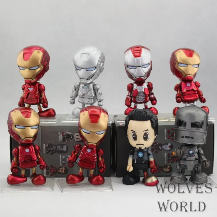 HKXZM фильм Рисунок 8 см шт./компл. супергероя Железный человек MK1 7 Тони Q версия ПВХ