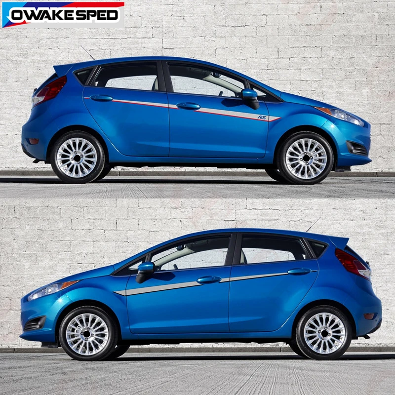 Гоночные спортивные полосы автомобиля линии талии наклейки для Ford Fiesta ST RS Хэтчбек 2008- 3-5 двери боковой Декор наклейки