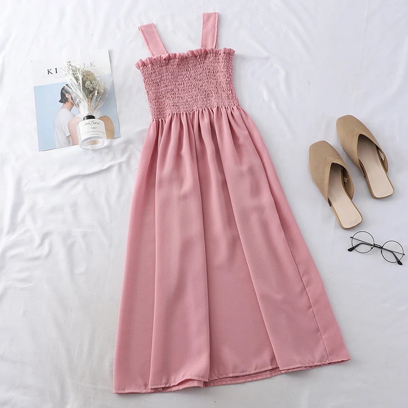 Ailegogo новое летнее женское платье на тонких бретельках повседневное эластичное