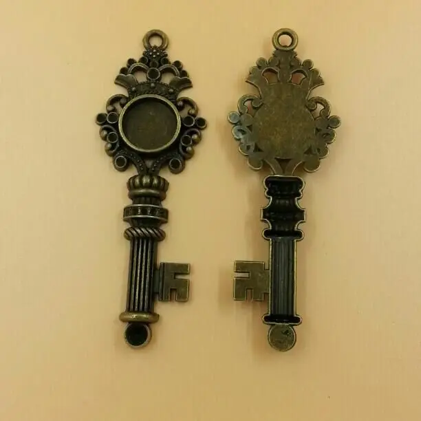 

T593 free shipping 10pcs/bag size 88*32mm key pendant fit 14mm key charms Antique Alloy Jewelry finding key accessories charm
