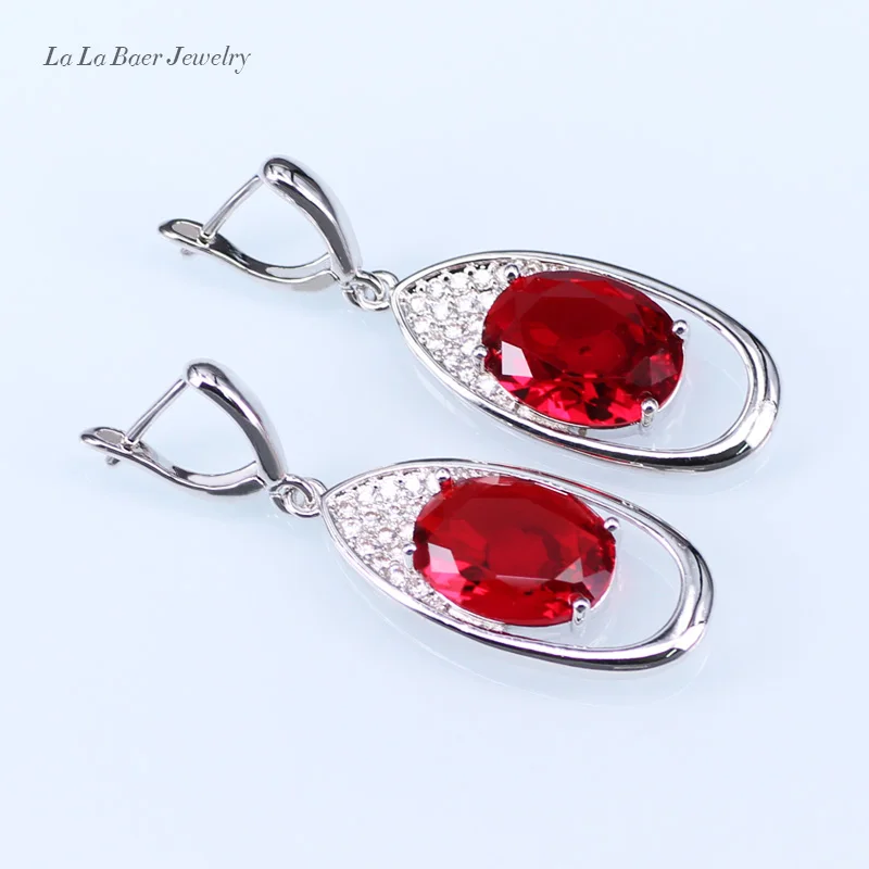 L &amp B 4 шт. серебро 925 ювелирные наборы красный искусственный гранат Белый Циркон