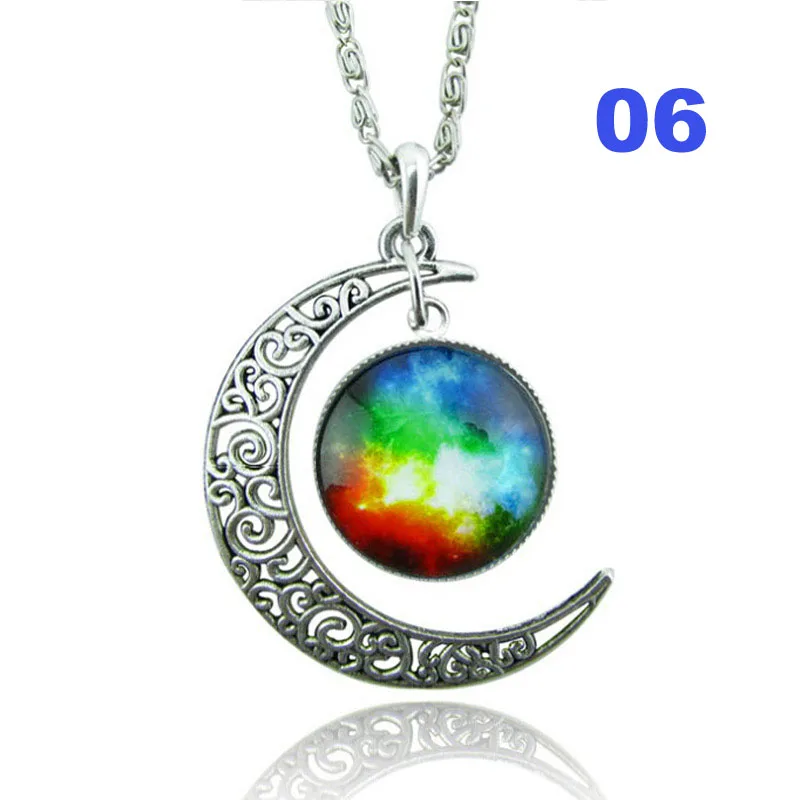 Винтажный Вид Луна галактика стекло камея из кабошона Demo Universe Подвеска Ожерелье |