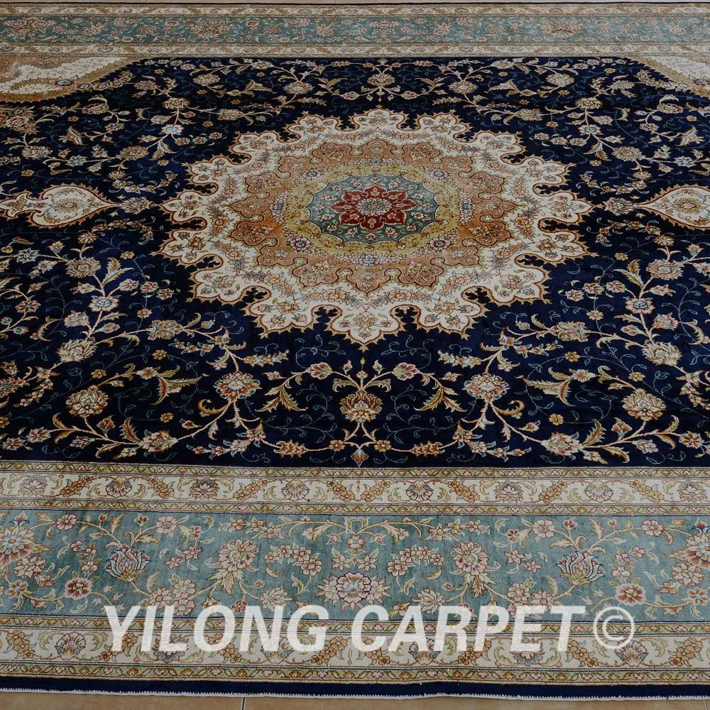 Yilong 8 'x 11 7' Восточный коврик Тебриз Большой Античный Черный Турецкий ручной