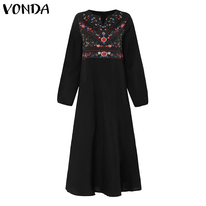 Длинные платья для будущих мам VONDA Винтаж печатных Повседневное свободные