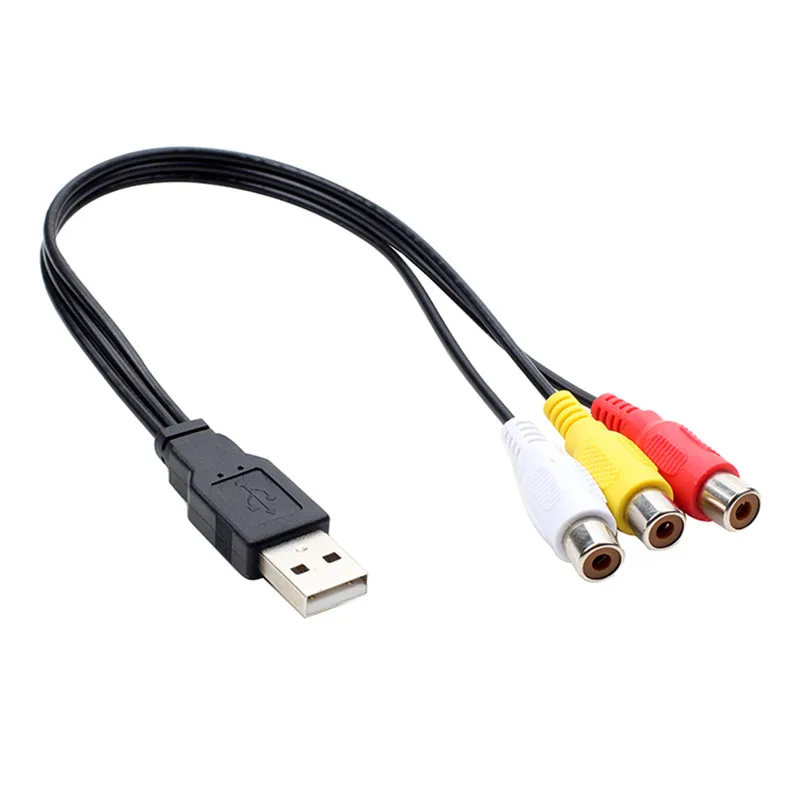 Переходник USB2.0 со штекера на гнездо 3 RCA аудио преобразователь видео AV кабель для