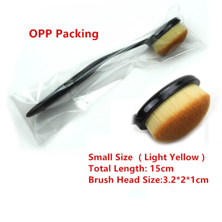 Small Yellow OPP 1 шт. большой размер овальная Кисть для макияжа с колпачком 16 см Мягкие кисточки кисточка для Основы набор кистей для макияжа - Handle Color: Small Yellow OPP