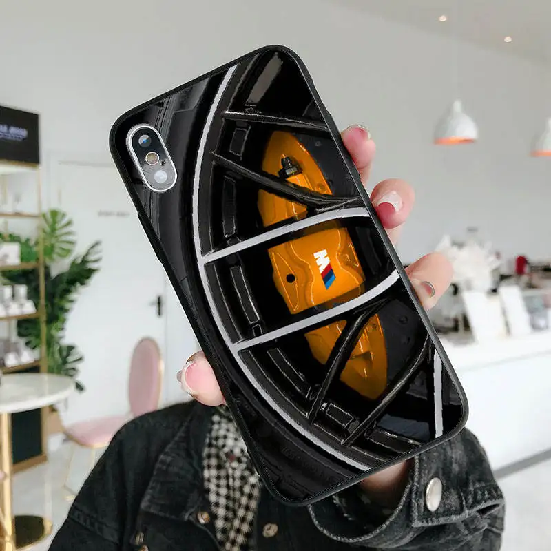 Роскошный бренд BMW tire черный мягкий Силиконовый ТПУ чехол для телефона iPhone MAX XR XS