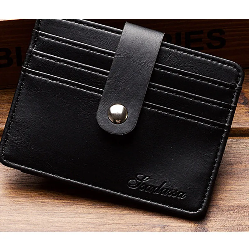 

Hot Selling 1 Pcs Men Card Holder Short Design Ultra-thin Portable PU Leather Solid Color -B5