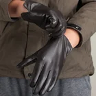 Мужские кожаные перчатки, зимние перчатки из овчины для вождения, теплые перчатки с сенсорным экраном, бесплатная доставка
