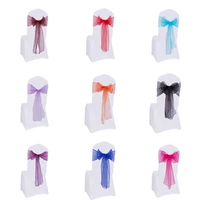 50pcs chair sashes wedding organza chair sashes ribbons knots bows party marriage event chair butterfly tie decor