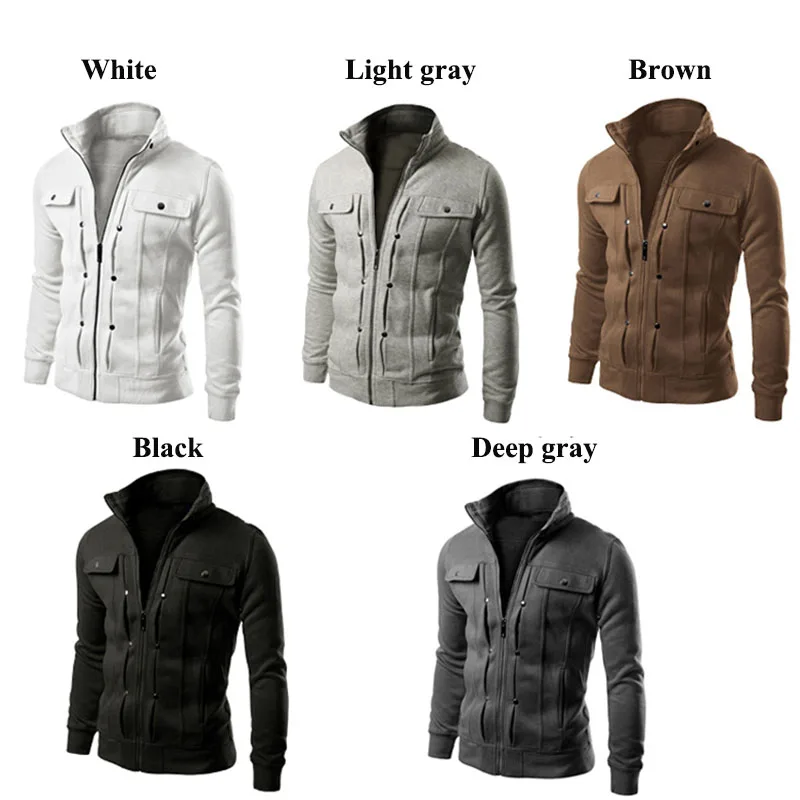 2017 Fashion Autumn Hoodies Men Sweatshirts Stand Collar Zipper Button Decorated Sportswear Moletom 5 Colors 4XL | Мужская одежда