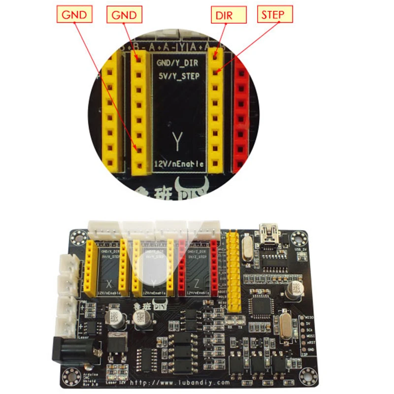USB лазерный 3-осевой шаговый двигатель драйвер платы управления ler v5 DIY Лазерный