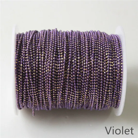 violet (Y63) 1 рулон шариковой мерцающей цепи на латуни, 21 цвет, 1,5 мм браслет ожерелье шар цепь, кисточка цепь, анти-тарнихи, высокое качество 100 ярдов - Цвет: violet (Y63)