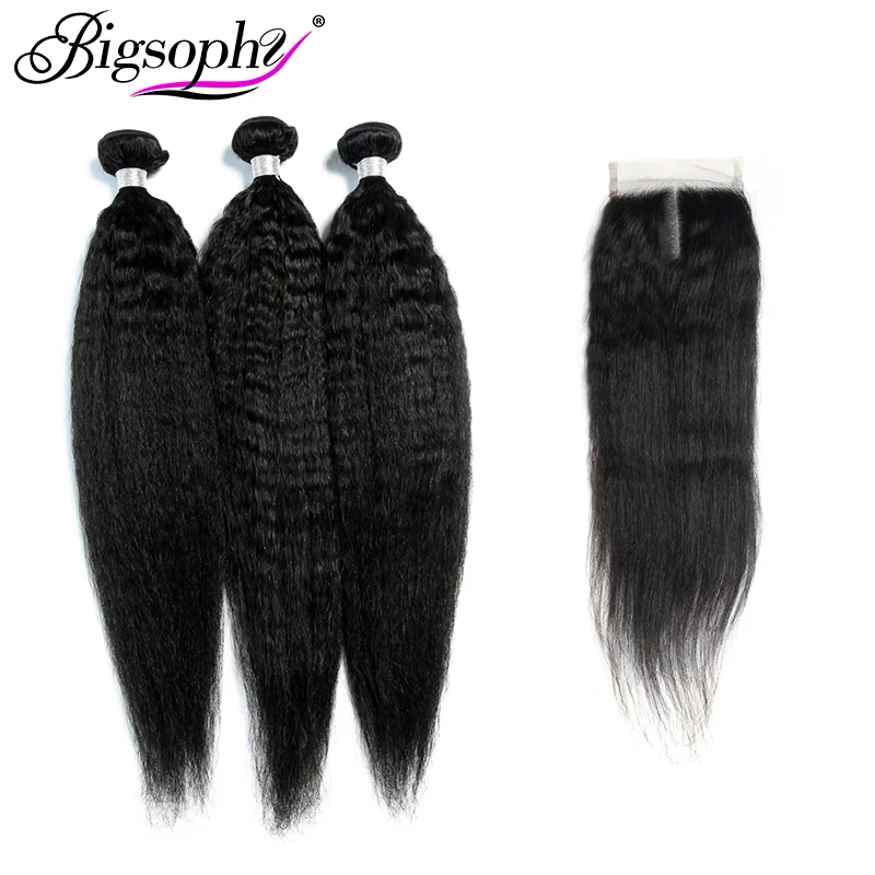 Bigsophy перуанские кудрявые прямые Кружева Закрытие 4*4 Человеческие волосы remy закрытие шнурка с детскими волосами человеческие 8-20 закрытие натурального цвета