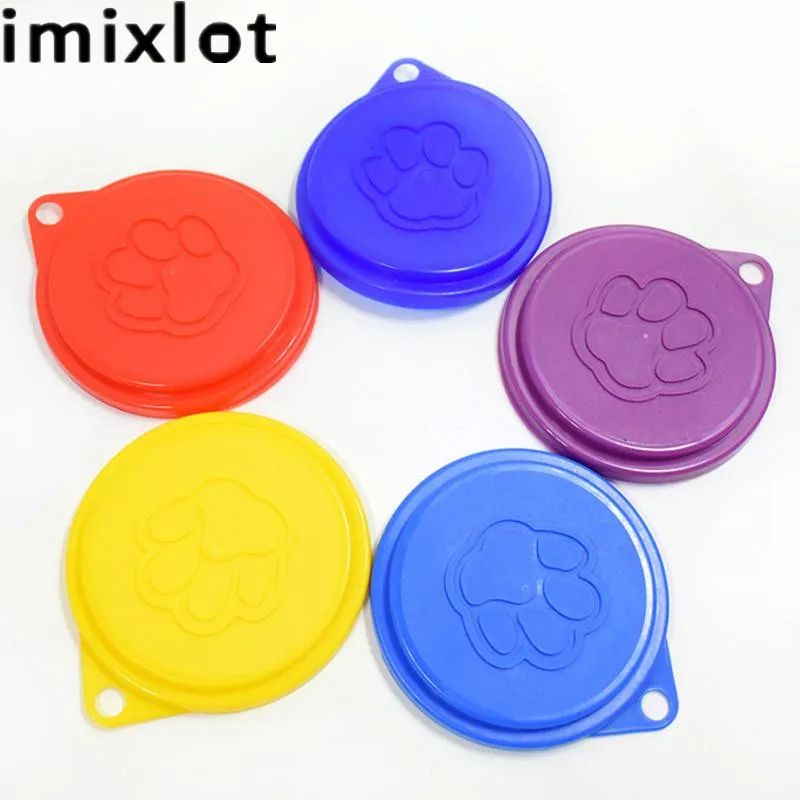 Imixlot Крышка для корма домашних животных Оловянная пластиковая многоразовая