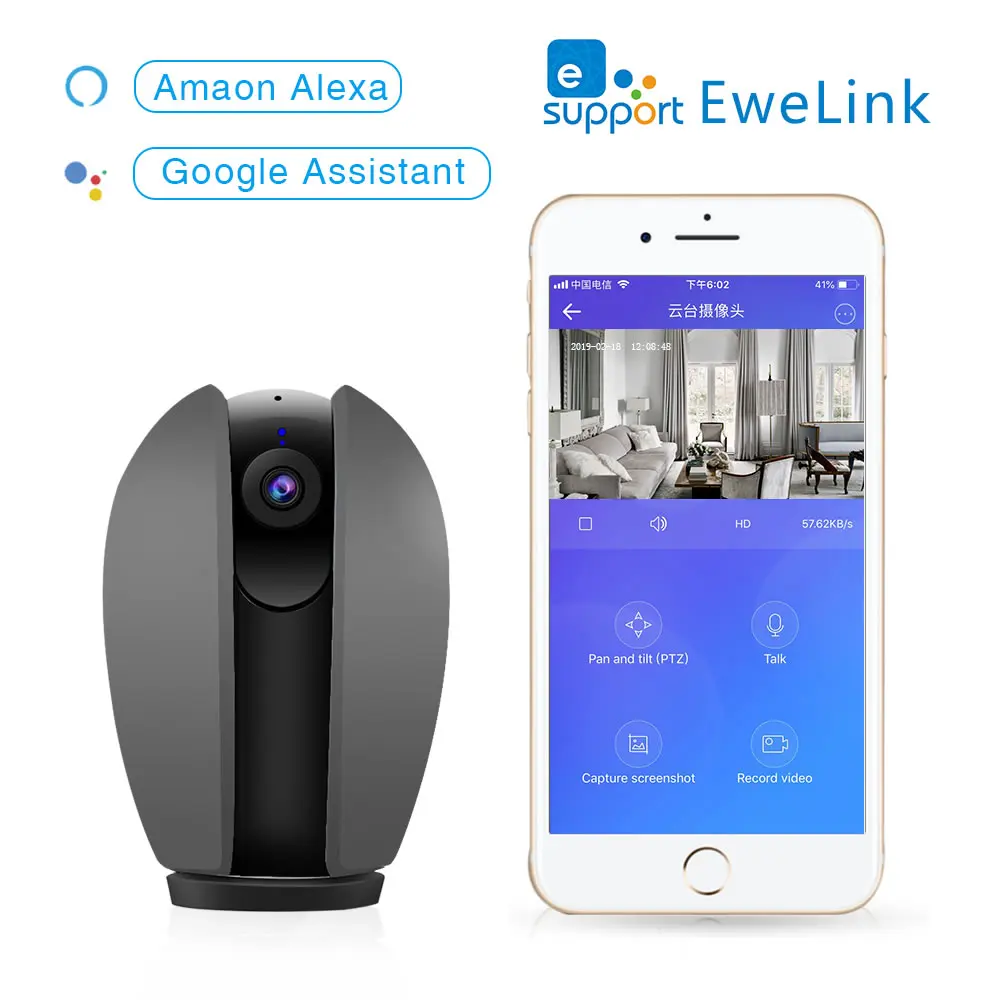Ewelink 1080P Wifi камера панорама вид двухстороннее аудио Обнаружение движения 360