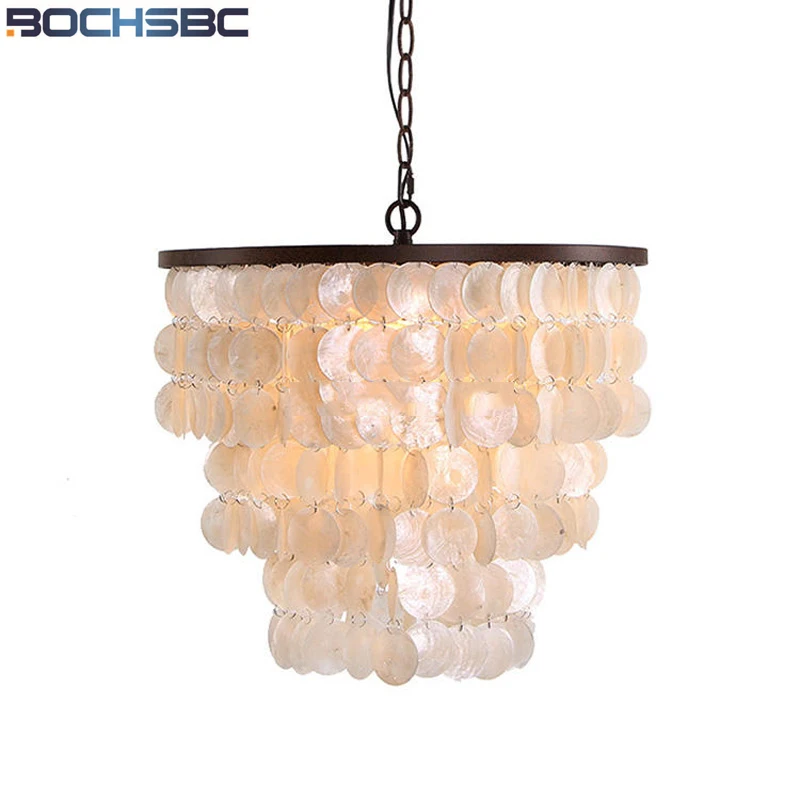 

BOCHSBC Shells Pendant Lights French Creativity Hallway LED Lamp Dinning Room Bar Living Room Bedroom European Fashion Lampada