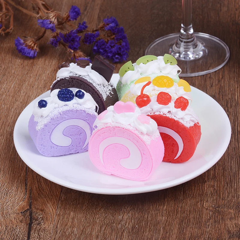 

Display Simulation Swiss Roll Photography Props Kitchen Home Party Decoration Artificial Dessert Mixed Fake Cake Food Model