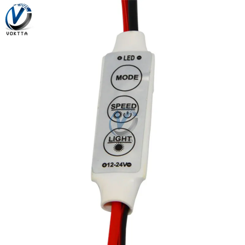 Мини 3 клавиши Диммер для одного цвета LED Яркость контроллер переключатель 3528 5050