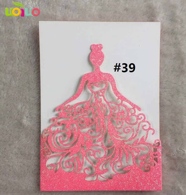 glitter 39 DIY Блестящий золотистый Серебристый карта лазерная резка, для свадьбы Пригласительные карты свадебные пригласительные открытки вечеринка в честь Дня Рождения девичьи приглашения - Цвет: glitter 39