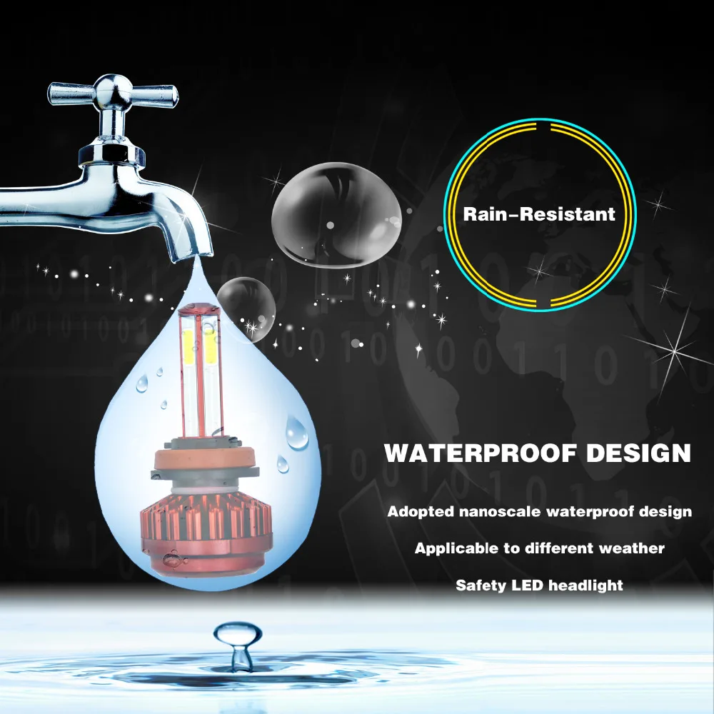 LEADTOPS 2шт Мини H4 H7 светодиодный автомобильный фонарь 9005 9006 HB3 HB4 H8 H9 автомобильные