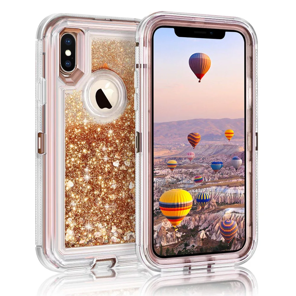 Гибридный 3D Блестящий Защитный чехол для iPhone XS Max/XR динамические зыбучие пески, противоударные чехлы для телефонов для iPhone 8 7, опт, лот 10 шт