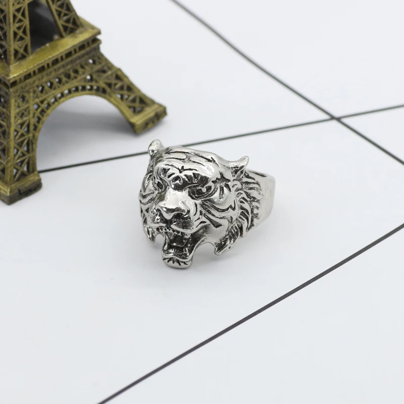Punk Style Tiger Ring Men's Vintage Animal Hip Hop Trendy Alloy Halloween Christmas Gift Dropshipping | Украшения и