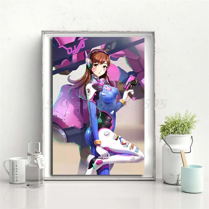 D.Va HD Overwatchs обои настенные художественные холст постер и печать Картина