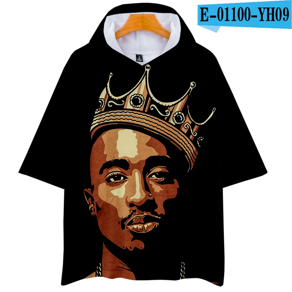 one LUCKYFRIDAY 2Pac Rapper мужские футболки 3D Повседневная летняя модная футболка с коротким рукавом и капюшоном Harajuku уличная одежда в стиле хип-хоп - Цвет: one