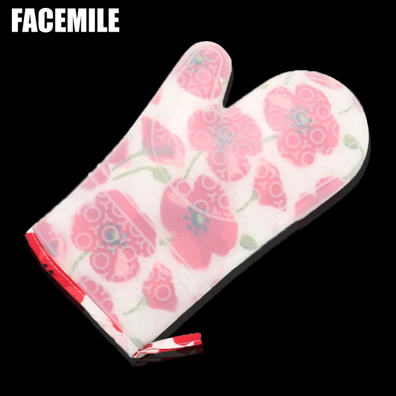 

Heat Resistant Silicone Kitchen Gloves Oven Mitts Thicker Cooking Glove Microwave Coal-Scuttle Print Tools