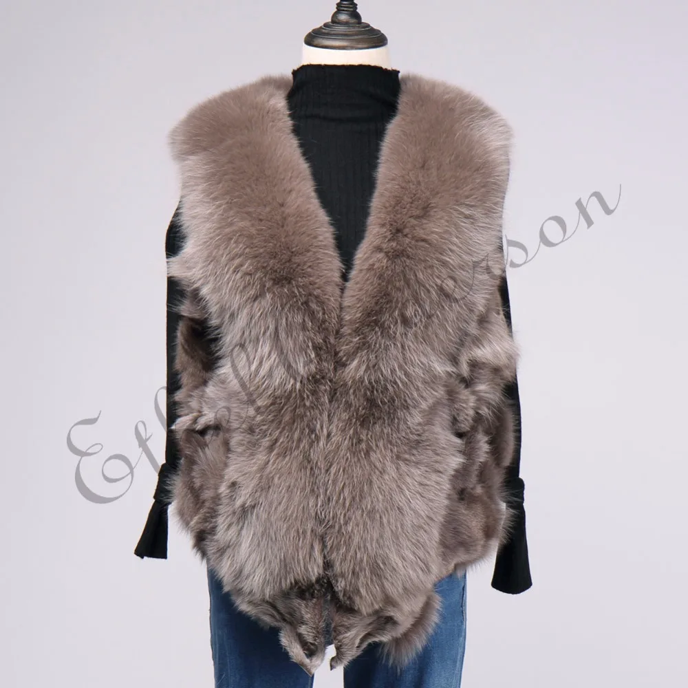 Ethel Anderson Winter Fur Vest with Fox Heads Outwear Real Fox Fur Vest Coat Women Natural Genuine Fox Fur Gilet Colete Pele enlarge
