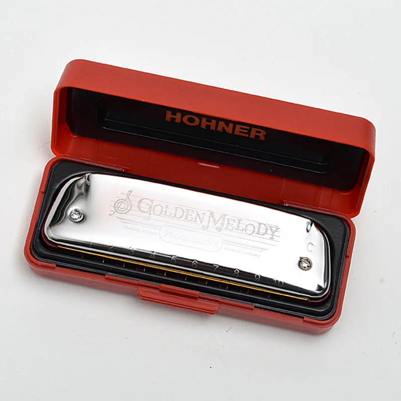 Hohner Золотая Мелодия 10 отверстий диатоническая губная гармоника блюз Арфа Gaita стандарт 10 отверстие Арфа(с красной коробкой