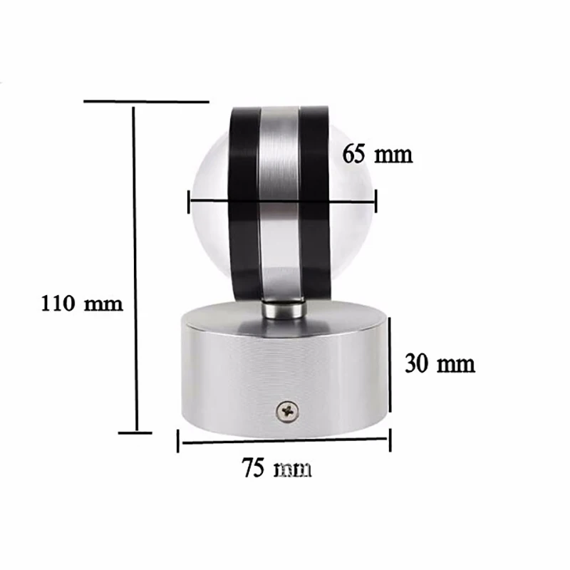 Светодиодный настенный светильник 6 Вт алюминиевый зеркальный цветной черный