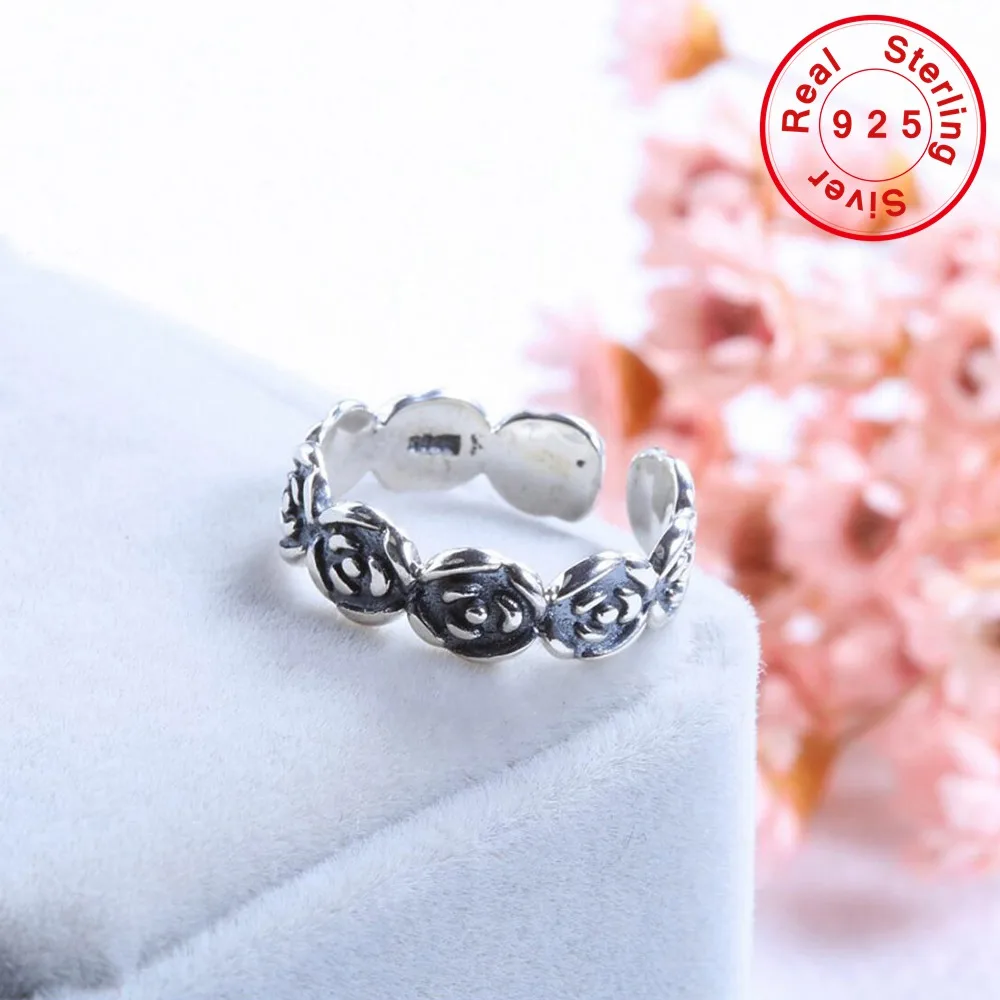 Аутентичные 100% серебро черненое kольцо в форме цветка оригинальные