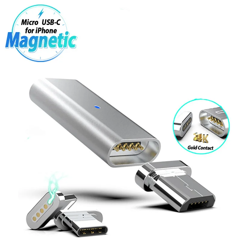 Магнитный адаптер Micro Usb магнитный usb кабель для зарядки конвертер C Macbook Pro Samsung S8
