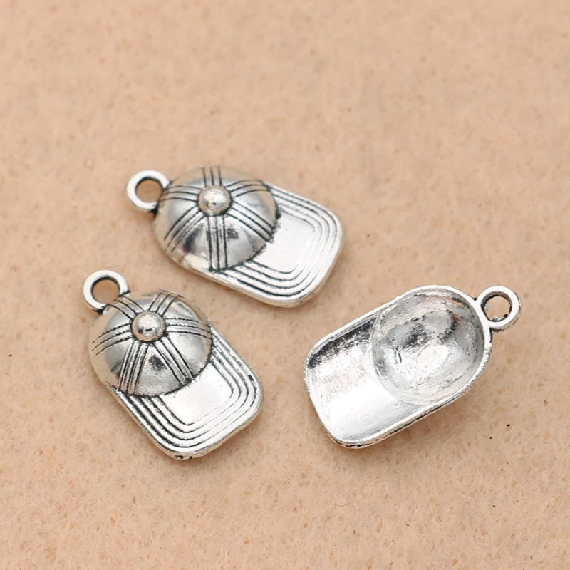 10pcs Tibetan Silver Plated Baseball Hat Charms Pendants for Jewelry Diy Bracelet Findings 19x10mm | Украшения и аксессуары