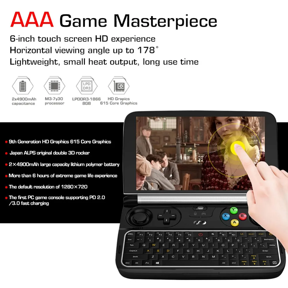 Оригинальный GPD WIN 2 геймпад планшетный ПК Intel Core m3 7Y30 4 ядра 6 0 &quot1280*720 Windows 10 8 Гб 128/256
