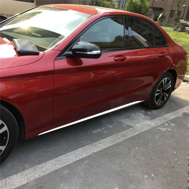 Для Mercedes-Benz C-CLASS автомобильные наклейки для кузова яркая полоса из нержавеющей стали W205 Модифицированная боковая юбка декоративные аксессуары