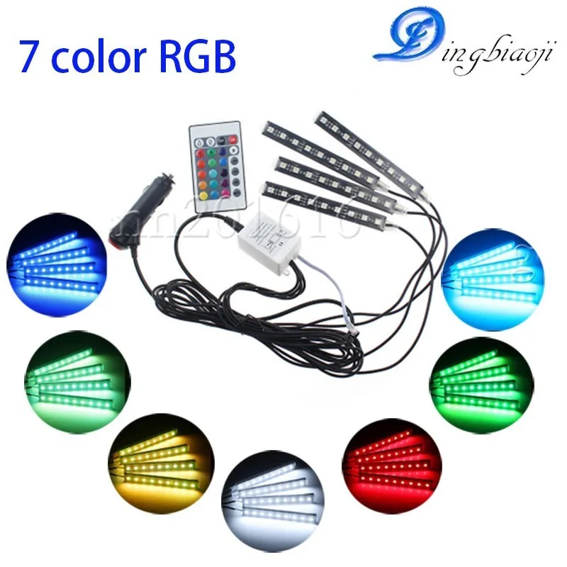 Автомобильный RGB светодиодный полосы 4 шт. 9SMD 5050 10 Вт Автомобиль Декоративные