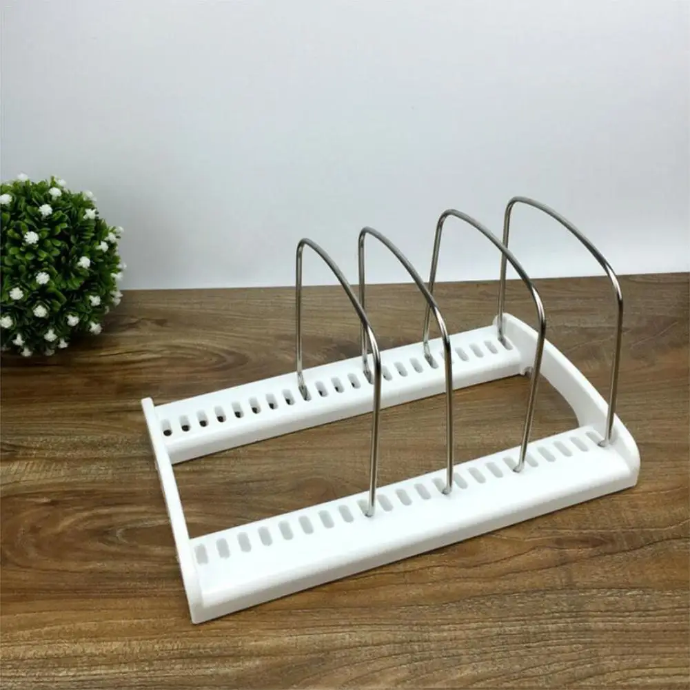Home Storages Shelf Supplies 5-grid Stainless Steel Lid Storage Rack Kitchen Baking Pan Pot Plate Storage Stand Holder Gadgets